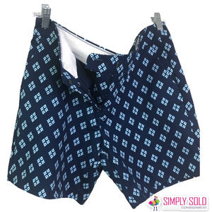 Kenar Women's‎ Shorts Blue Geometric Flat Front Cotton Stretch High-Rise Sz 10